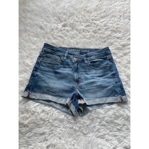 American Eagle High Rise Shortie Crossover Denim Shorts